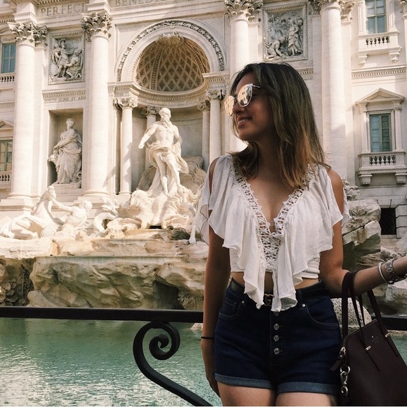 White Plunge Lacey Croptop - Picture 1 of 2